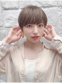 【東 純平】可愛い小顔マッシュショートボブ＋セピアベージュ