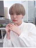 ショート/ウザバング/20代/30代/ホワイトグレージュ/シースルー