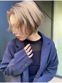 外国人風ショート ベージュ ハンサムショート バング A0217