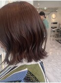 ぱつっとカット＋オレンジブラウンカラー