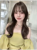 レイヤーカット顔まわり前髪矯正オリーブベージュharuhi