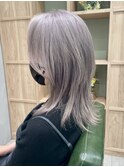 レイヤーセミディ/顔まわり/ラベージュ/ラベンダーアッシュ/日吉