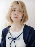 ブリーチオンカラー金髪ニュアンスパーマボブディA0志木20代30代