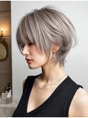 前髪小顔ハイトーンカラー大人ショートボブヘア20代30代40代