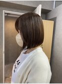 イメチェン/チェリーブラウン/ノースタイリング　前下がりボブ