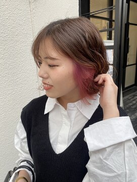 ソワン ドゥ ブレス エルネ 立花店(soin de brace elne) インナーカラー/ピンク/暖色系/ケアブリーチ/お洒落/デザイン