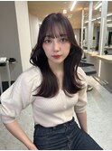 暖色カラー/くびれ巻き/顔周りカット/韓国ヘア/天神
