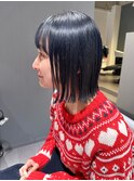 ネイビーカラー/ブルージュ/結べるボブ/外ハネボブ/ミニボブ
