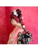 成人式ヘアセット（ポニーテール玉ねぎヘア）