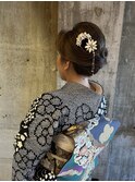 粋なお着物と夜会巻