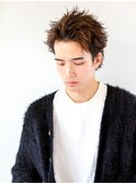 メンズショート束感かきあげアップバング