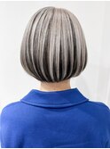 ブリーチカラー×白髪ぼかし/グレージュ大人ボブ