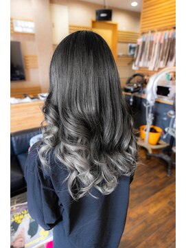 ヘアーメイク ダンス(hair make DANCE) エアータッチバレイヤージュ 黒髪グラデーションロング