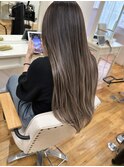 バレイヤージュ ハイライト Wカラー 白髪ぼかしハイライト