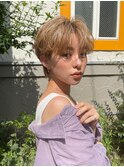ノンブロー小顔ショート×ベージュ20代30代40代★［liberta/植松