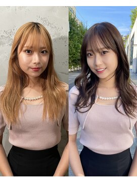 ノラ ヘアーサロン(NORA HAIR SALON) ナチュラル小顔前髪あり後れ毛サイドバング結べるボブくびれヘア