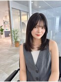 サラツヤロングベージュカラーブリーチしない透明感カラー