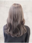 大人可愛いブリーチなしラベンダーグレージュカラーふわミディ