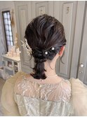 ボブアレンジ編み下ろし結婚式参列お呼ばれアレンジヘアセット