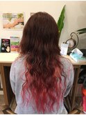 ブリーチありピンクヘア