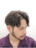 ツイストスパイラルパーマツーブロックマッシュショートレイヤー