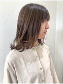 【FOLK】透明感赤みなしブラウン☆似合わせ外ハネミディアム♪