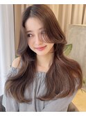 韓国ヘア レイヤーカット ブラウンベージュ