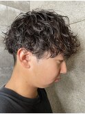 メンズマッシュ波巻きスパイラルパーマ
