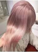 8721シルキーグレーベージュベビーピンク艶髪ハイトーンカラー