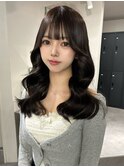 14693黒髪アッシュブラックレイヤーカット韓国風巻きワンカール