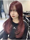 【Euphoria MITSUKI】韓国レイヤーカット×深めワインレッド