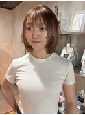 ショートボブハッシュレイヤーボブ平成ブラウン茶髪シースルー