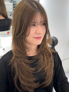 シー 萩原店(sea) ハイライトカラーミルクティーベージュレイヤーカット