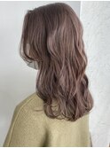 ミルクティベージュ◎イルミナカラー ウェーブミディ 20代30代