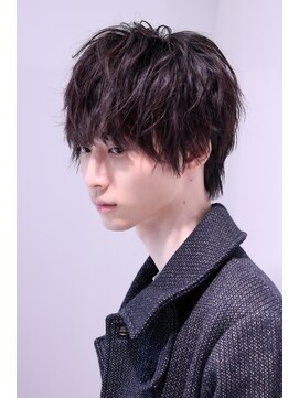 ネイビー(NAVY) メンズ ナチュラルショート 刈り上げなし マッシュ 緩めパーマ