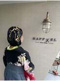 成人式 着付けヘアメイクゆるふわアップ髪飾り