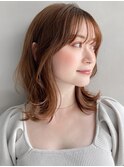 ショコラベージュ ボブルフ  ベビーバング カール くびれヘア