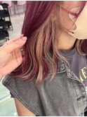 ダブルカラーインナーカラーピンクホワイトケアブリーチ