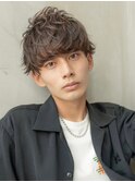 アッシュブラック/マッシュパーマ/束感/刈り上げ/波巻き