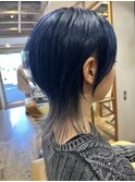 ダブルカラーショートボブインナーカラーハイライトケアブリーチ
