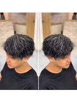 アッシュ 桜木町店(Ash) 横浜メンズホワイトメッシュパーマハイライトセンターパート