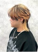 スペインカールスパイキーショートブルーブラックフェザーパーマ