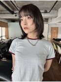 【阿形】ブリーチなしダブルカラーオリーブベージュウルフカット
