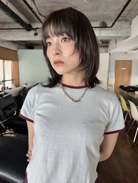 ノラジャーニー(NORA Journey) 【阿形】ブリーチなしダブルカラーオリーブベージュウルフカット