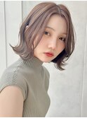 say.ショートボブひし形ショートローズブラウン暗めカラー