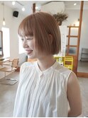 切りっぱなしボブ/ミニボブ/丸くないボブ/ヘーゼルベージュ