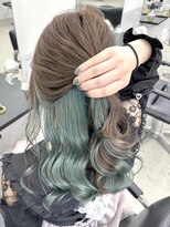 エゴル ナゴヤサカエ(ENGOL NAGOYA SAKAE)&nbsp;新美蓮/インナーカラー/デザインカラー/グリーン/ターコイズ