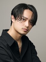 ブラック(BLACK)&nbsp;大人スリックパート MEN’S HAIR/リバースセンターパート/表参道