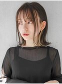 セクションカラー前髪黒髪小顔青髪ペールベージュボブウルフ