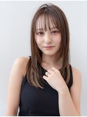 大人かわいい前髪セシルカットココアブラウンフリンジウェーブ